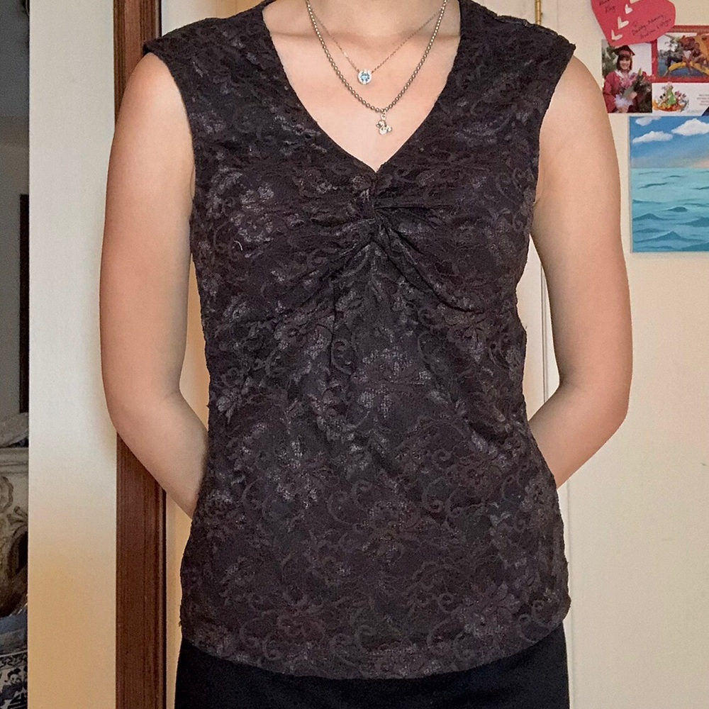 Super cute Vintage Rampage brown lace top